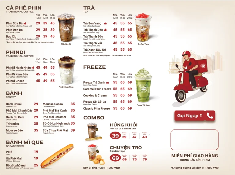 Menu Highlands Coffee